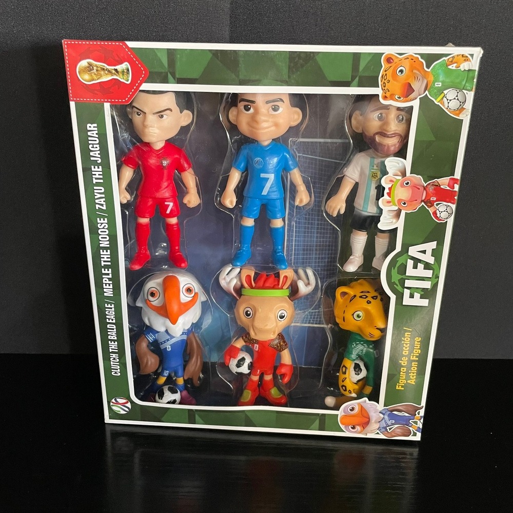 FIFA Action Figure Set Unisex OS Multicolor New Messi Ronaldo Mbappe Mascots